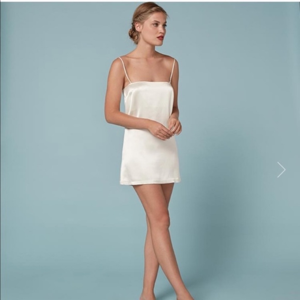 Reformation Ivory Silk Strap Mini Dress L